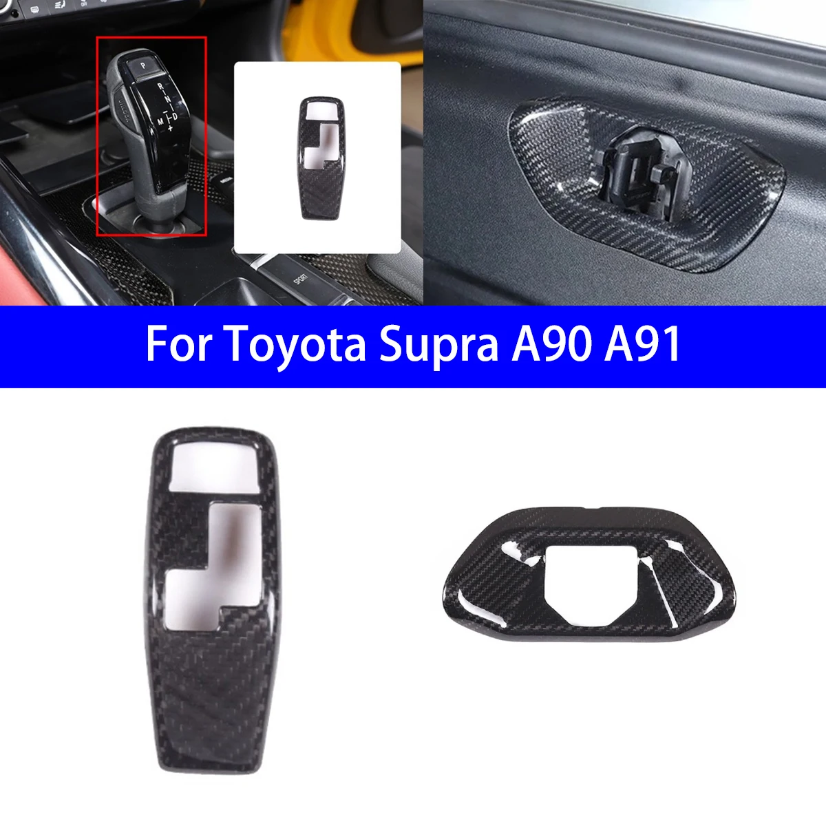 

Для Toyota Supra A90 A91 сухая крышка переключения передач из углеродного волокна/держатель чашки чая/рулевое колесо/боковая панель шестерни внутренняя упаковка