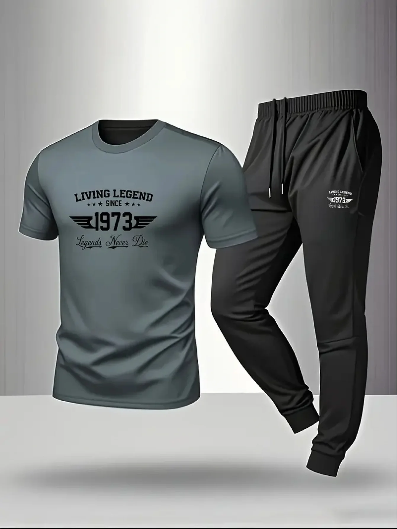 

Summer Sports Men's Jogging Pure cotton T-shirt + thin long Pants 2-piece breathable and quick-drying set