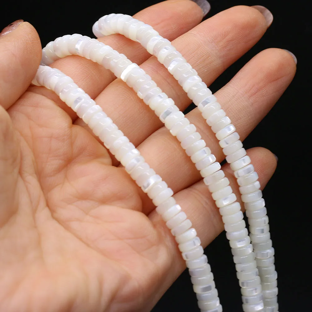 Natural White Shell Beaded Disc Shaped Mother of Pearl Loose Spacer Beads for Jewelry Making DIY Necklace Bracelet Accessories