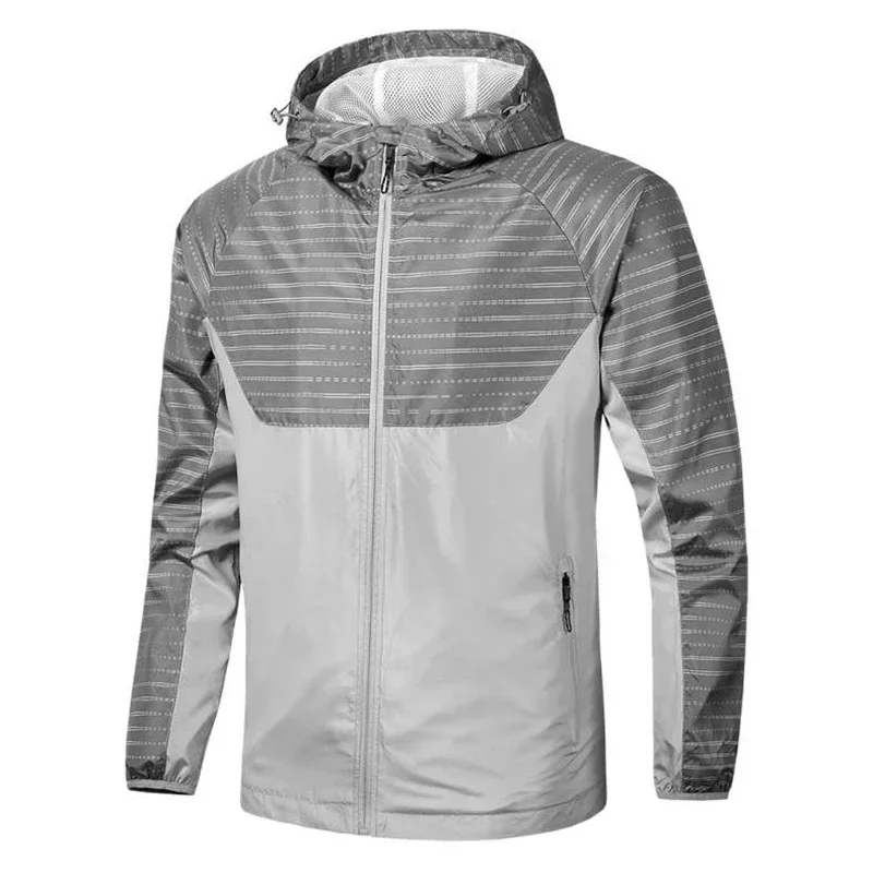 Men Jacket in Stock High Quality Fashion Stripe Autumn Running SportWear Jacket Thin Hooded Windbreaker Outdoor Jackets for Men