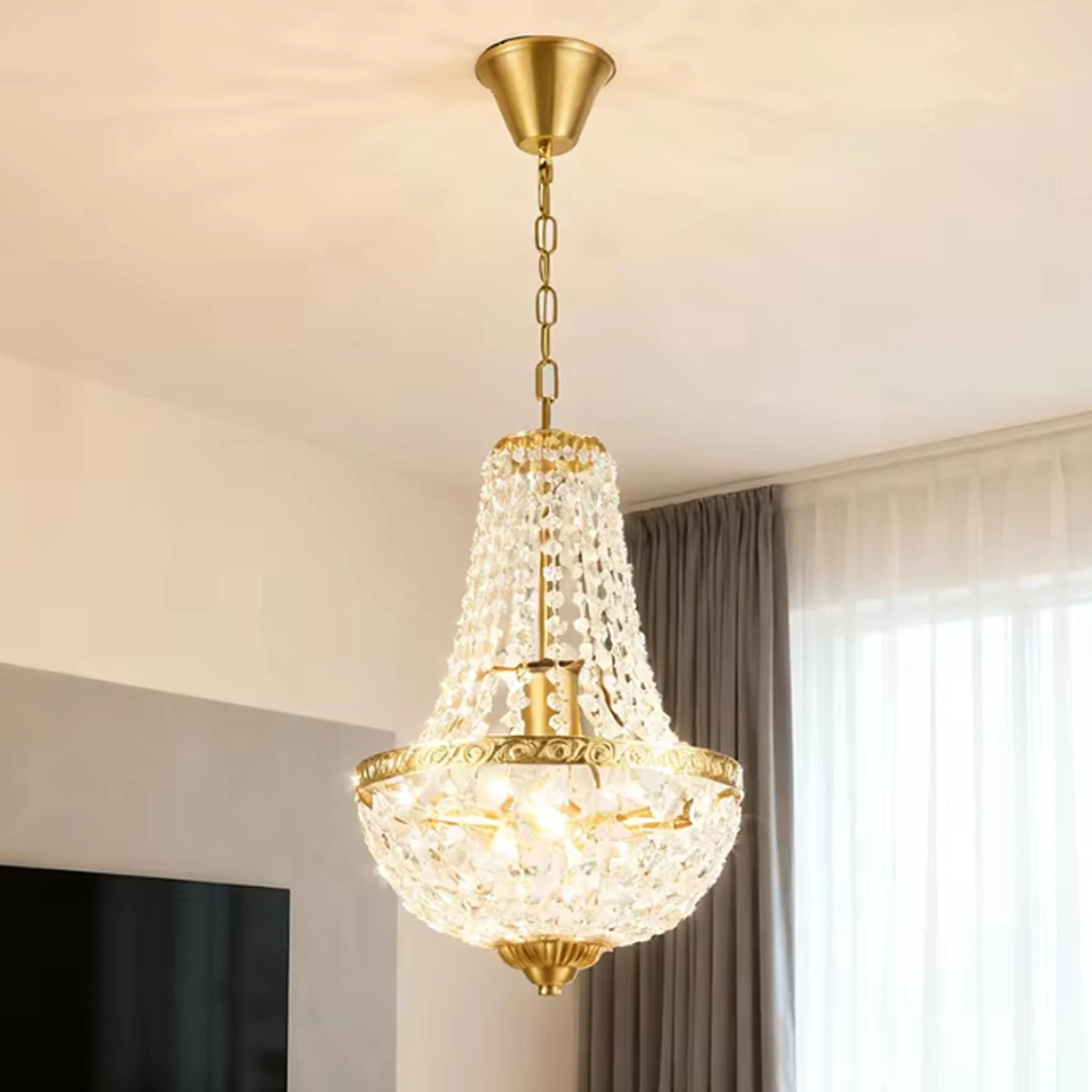 Luxuriöse Pendelleuchte Vintage Kristall-Kronleuchter Deckenlampe für Eingangsbereich Flur Wohnzimmer Esszimmer Heim-Dekoration