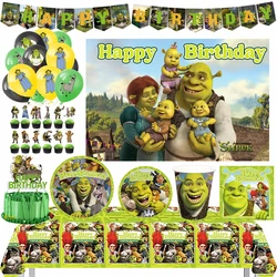 Decoração de aniversário Suprimentos, Shrek, Verde, Monstro, Tema Fiona, Descartável, Talheres, Balão, Pano de fundo, Cartaz, Presente Baby Shower