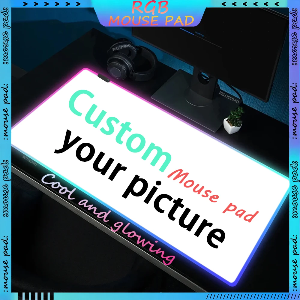 

RGB Luminous Personalized Picture Custom Pink PC Anime Desk Mat XXL DIY Carpet Mat Game Accessories Keyboard Mat LED Mouse Pad