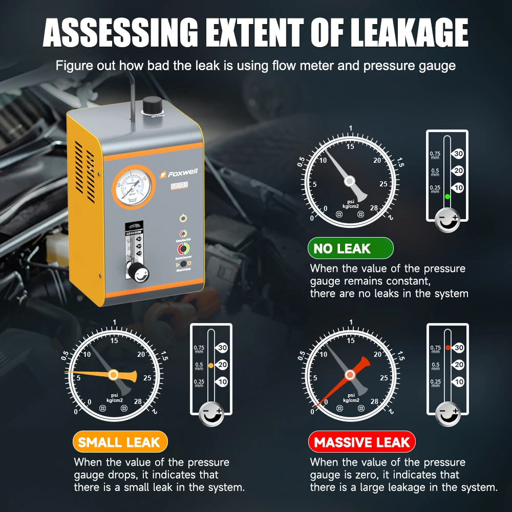 FOXWELL SD203 Automotive Smoke Machine 12V Built-in Air Pump EVAP Vacuum Leak Detector Car Pipe Leakage Diagnostic Tester