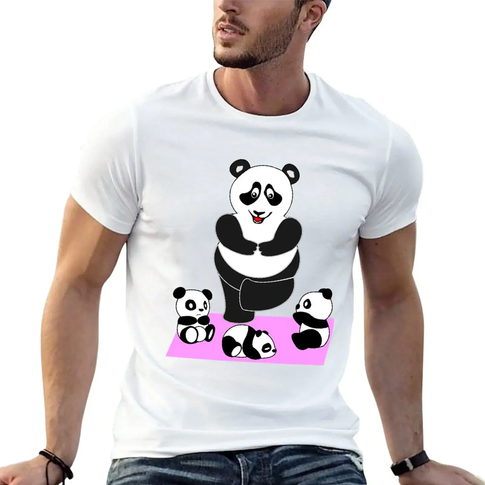 Panda yoga yoga pilates mother mum baby zen sport T-Shirt for a boy Short sleeve tee men graphic t shirts