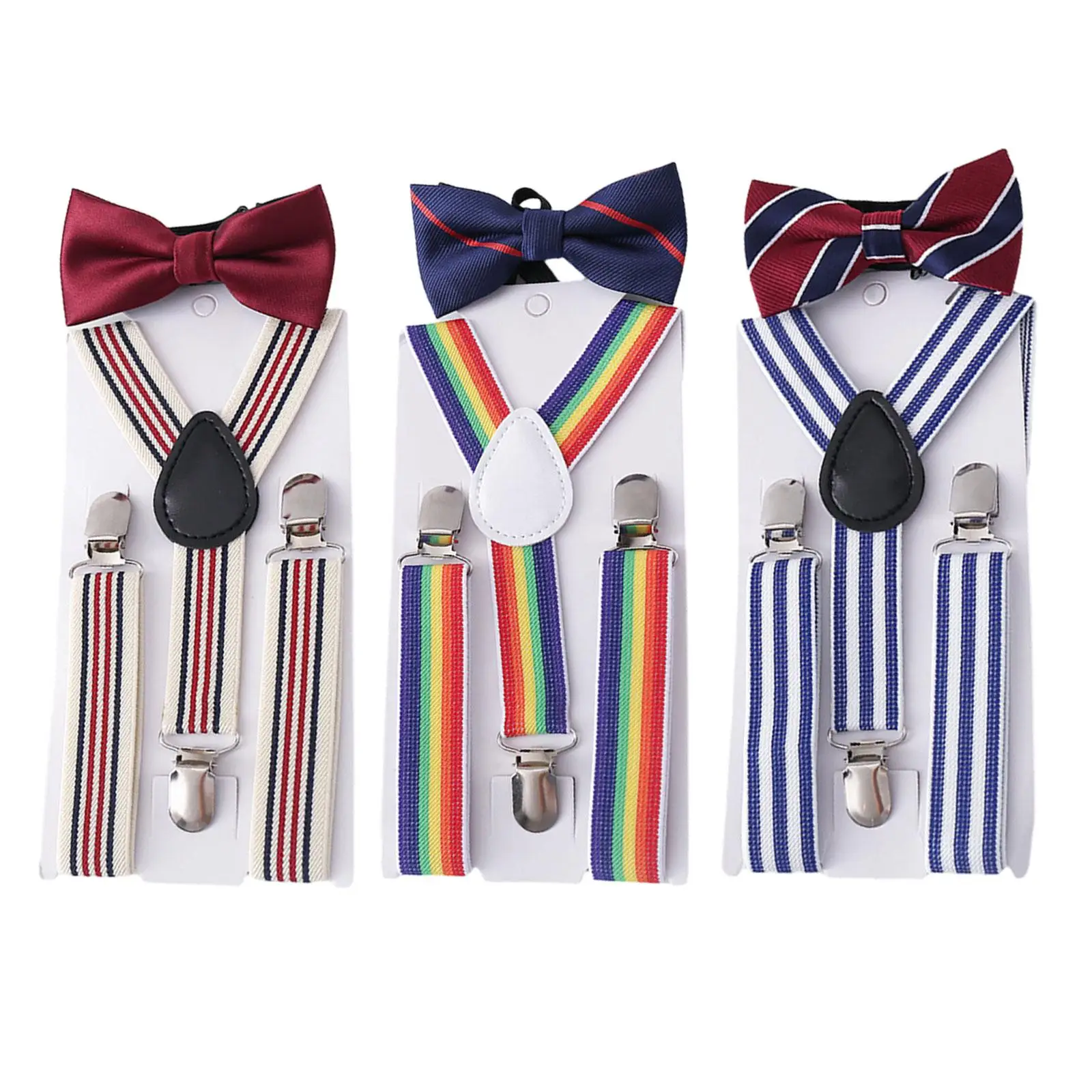 Suspender Bowtie Infantil Conjunto com Clipes, Alças de Ombro, Elástico Y Traseiro, Roupa Formal Do Casamento, Traje De Dança, Jeans, Cosplay