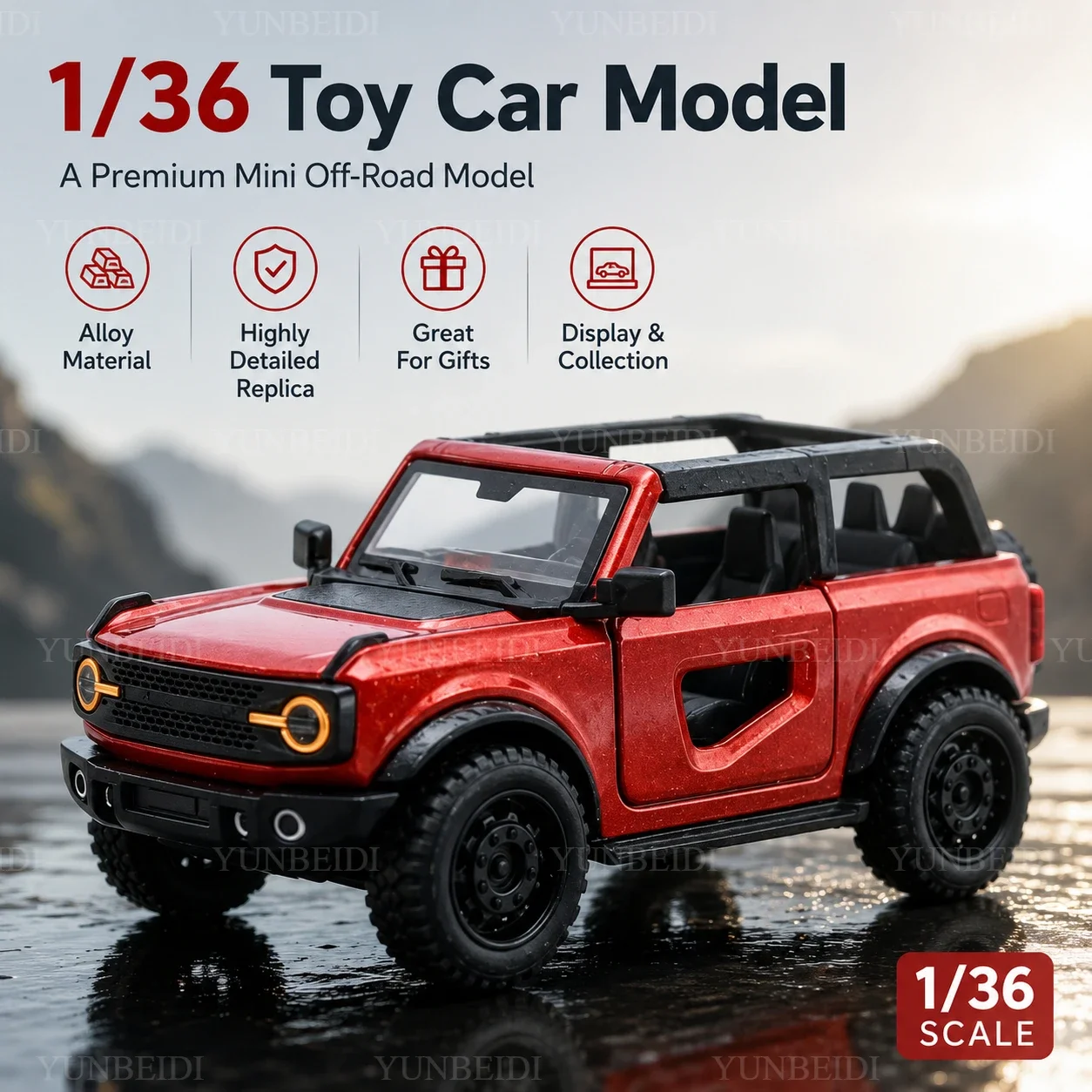 1/36 Új Levehető Terepjáró, Összecsukható Hummer Gyermek Játékautó Modell, Fröccsöntött Fém Anyag, Erős Motor Ajándék