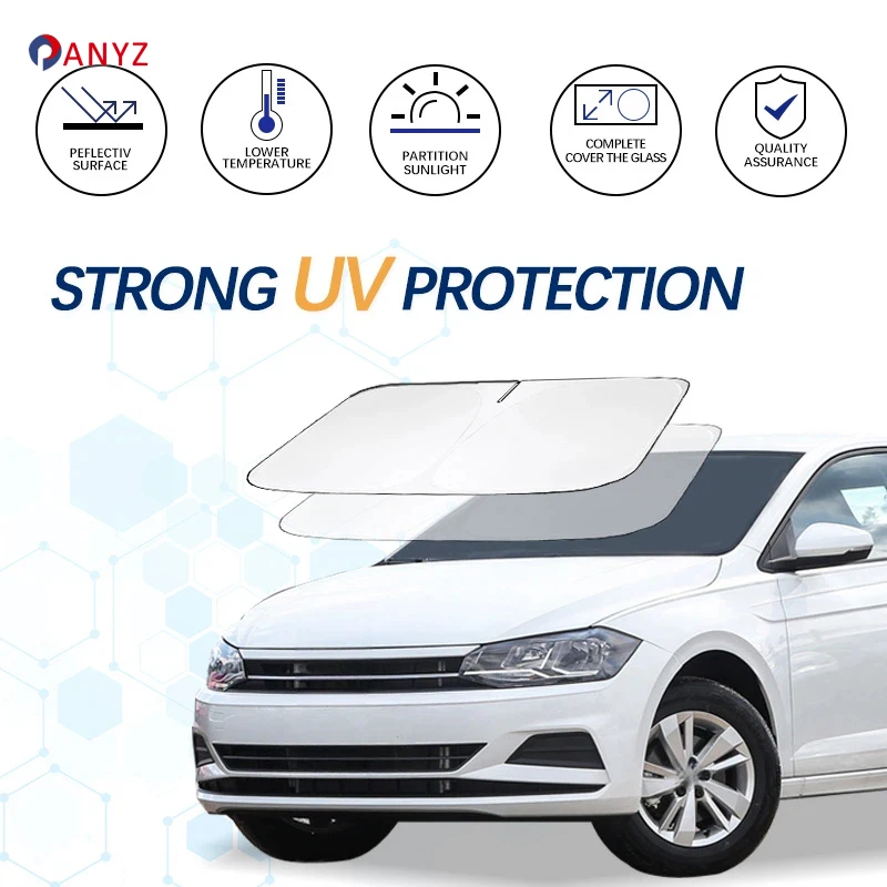 Parasol para parabrisas para VW Volkswagen Polo 9n 6r Polo 6n2, visera protectora plegable que bloquea los rayos UV y mantiene el coche más fresco