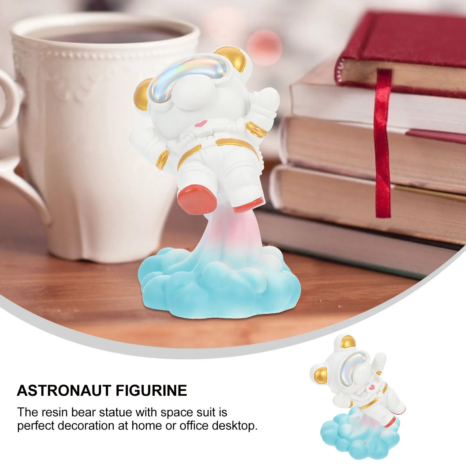 

1Pcs Space Bear Statue Resin Astronaut Decor for Desktop Home Office Car Interior Creative Design Decoration Potted Shelf Table
