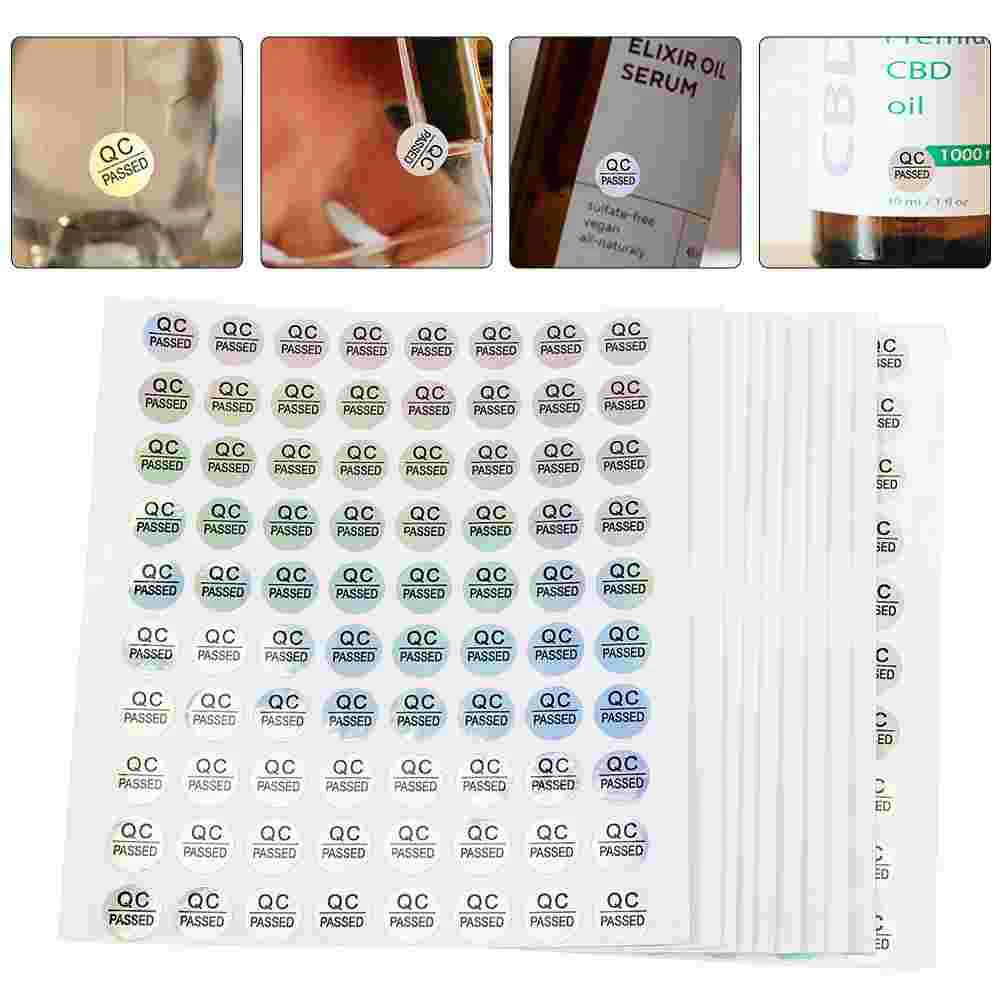 1600 Pcs PASS Tag Stickers Quality Test Labels Inventory Tracking PVC Self Adhesive QC Passed 10mm Diameter Clear Printing