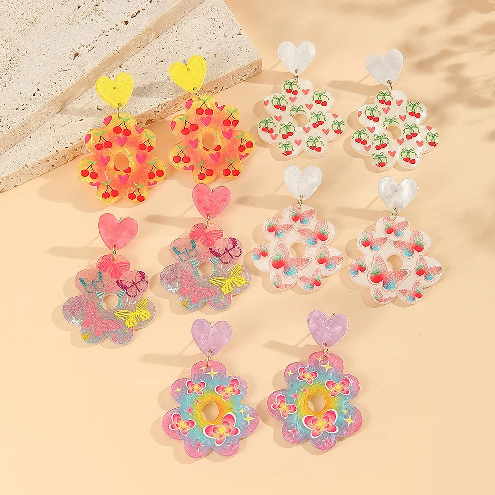 Korean version of summer romantic atmosphere dream sweet stud earrings women's new trendy holiday style photo super fairy earrin