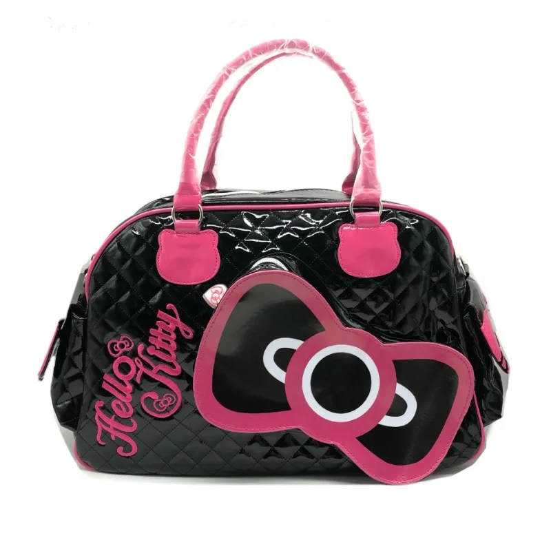 Sanrio Hello Kitty Bag Cute Pink Handbag PU Glossy Travel Bag for Girls Fashion Crossbody Bag Carry on Luggage Backpack