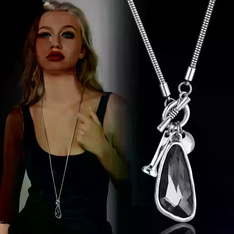 جديد طويل قلادة الإناث الشتاء سترة سلسلة غير النظامية كريستال قلادة جالبة للحظ المختنق قلادة للنساء هدايا أنيقة