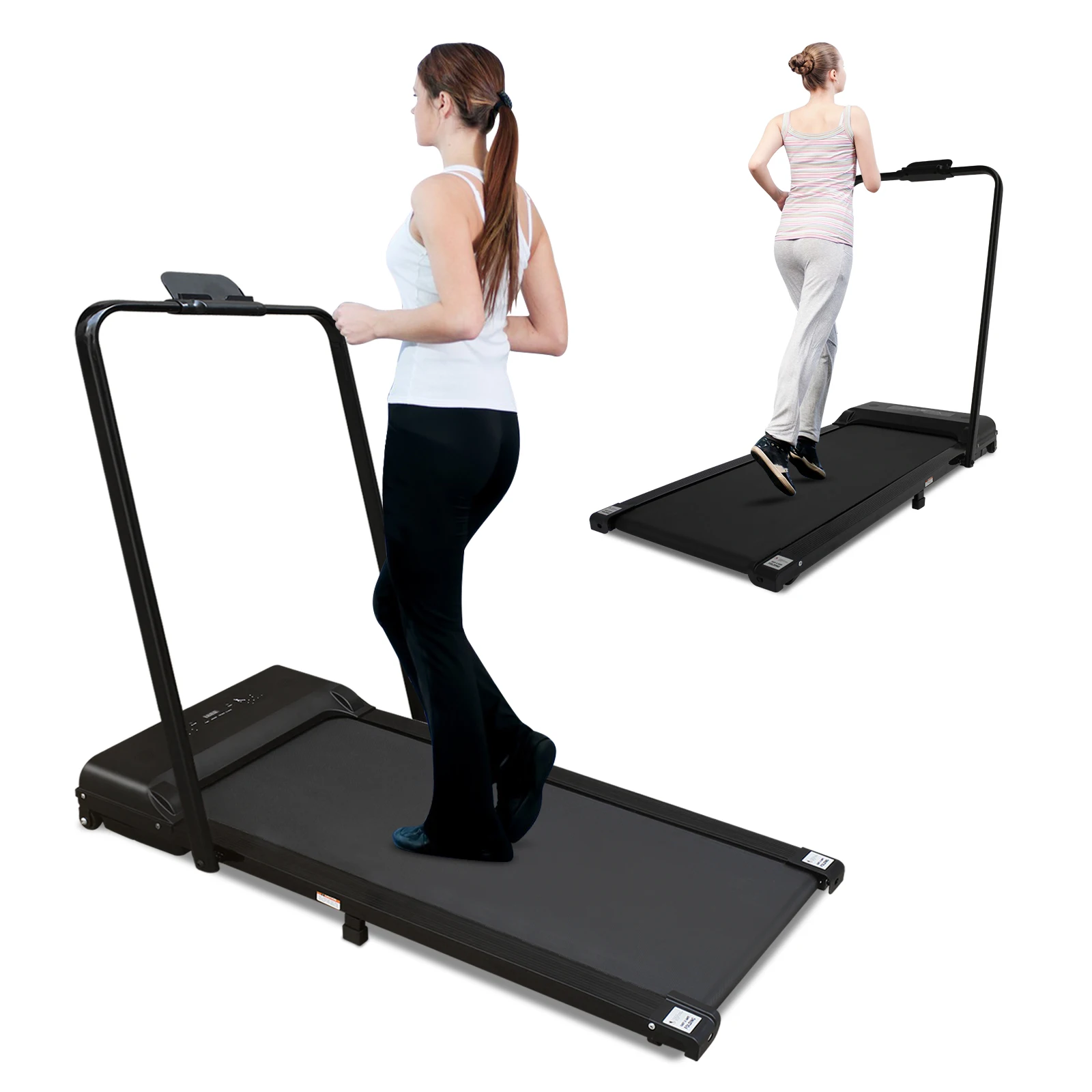 Household electric folding treadmill for walking and running, with tilt function, 300 pounds load, LED display