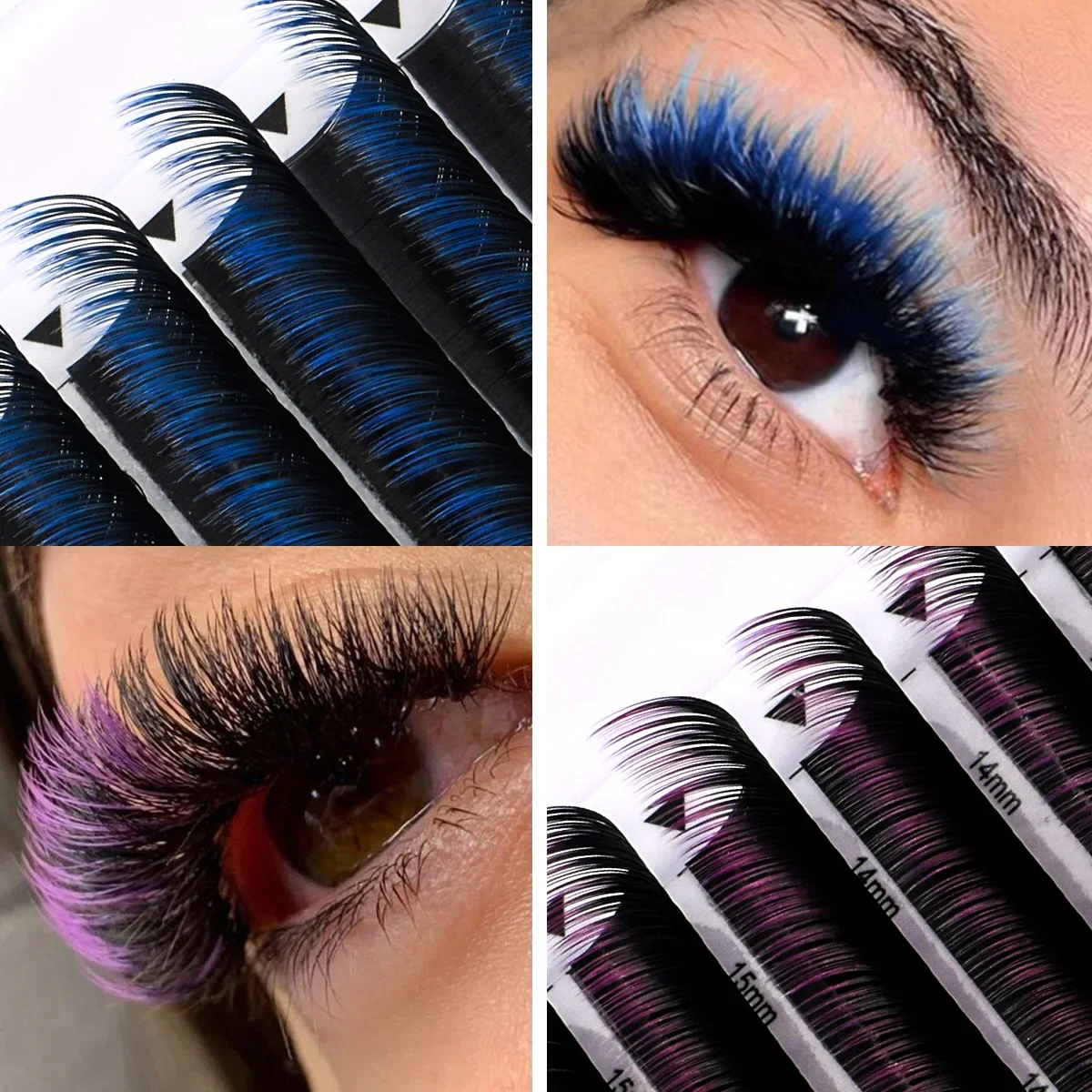 ARISON gradiente azul púrpura blanco rosa extensión de pestañas pestañas de colores ombré volumen Individual esponjoso pestañas clásicas