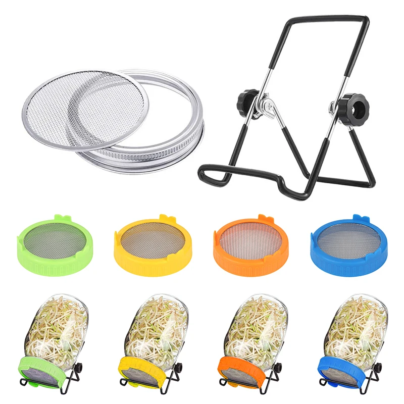 Tapa de 86 mm para tarro de germinación, cubierta de malla de plástico para germinación de semillas, bandeja de germinación, filtro, soporte para brotes