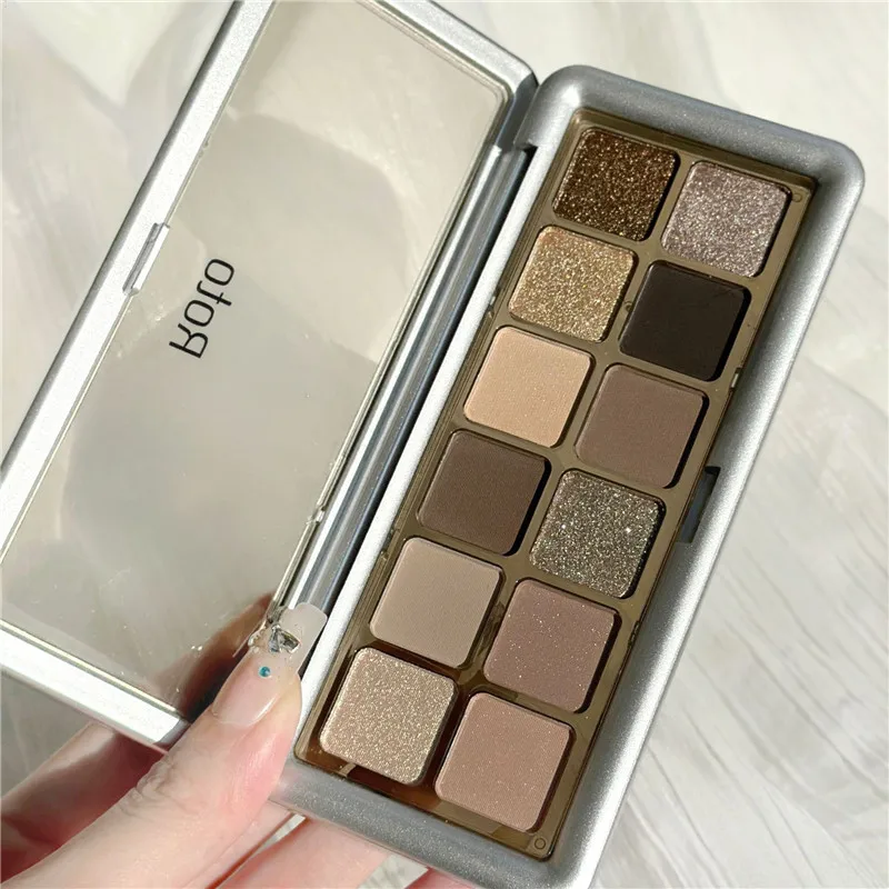 12 Colors Nude Matte Palette Shimmer and Shine Eyeshadow Palette Glitter Eyeshadow Palette Shiny Eye Shadow Eye Pigments