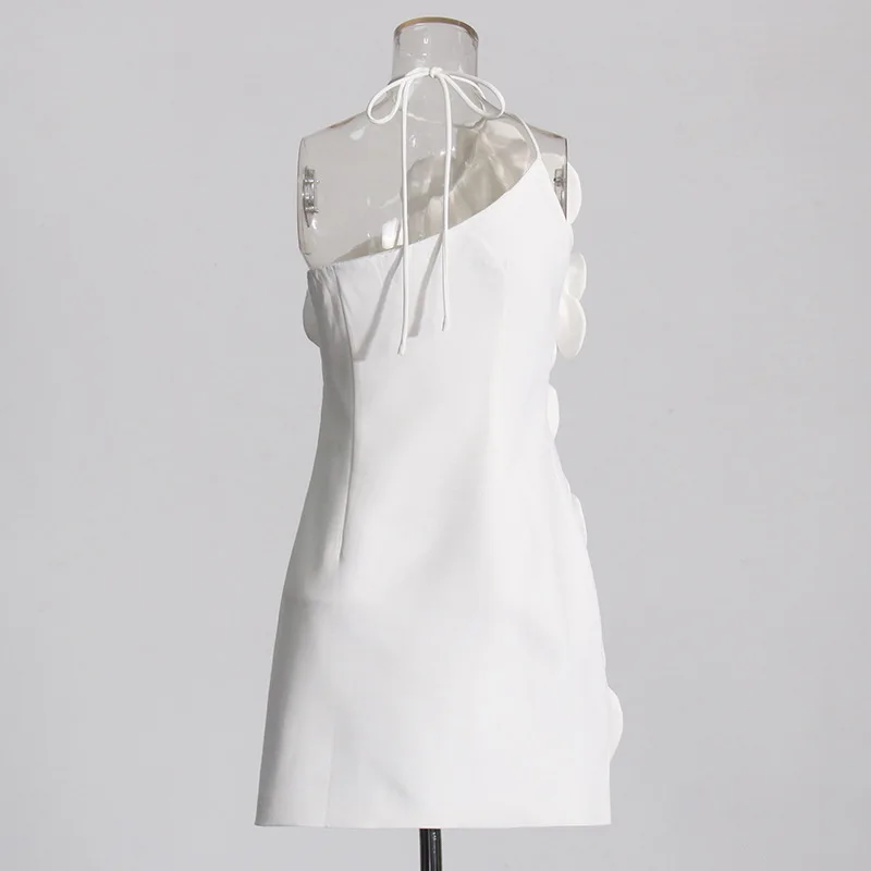 Robe courte sans bretelles, épissure française, fleur 3D, épaules dénudées, tempérament élégant, taille haute, Slim, ligne a, Mini robe de soirée pour femmes