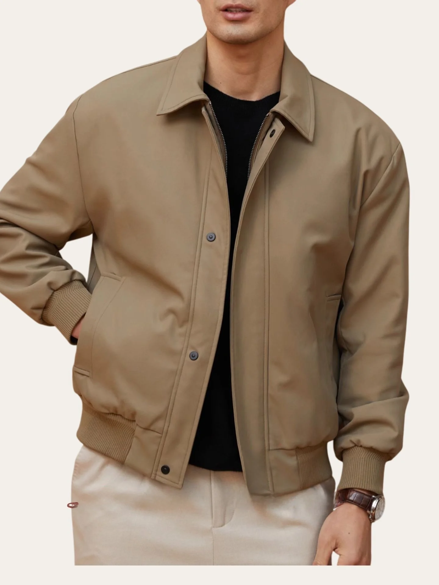 

Итальянский Sle из ткани с эффектом памяти, мужская верхняя одежда с воротником-джате, осенняя одежда-стойка, однотонное противоветровое полиэфирное волокно