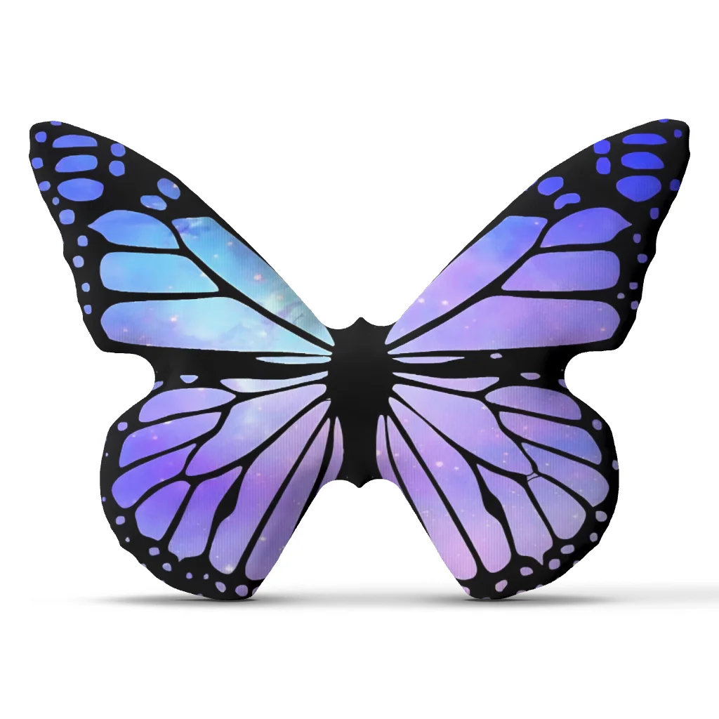Butterfly Shaped Irregular Stuffed Throw Pillow Colorful Purple Blue Wing Cushion Decorative Sofa Accent Home Decor Chair