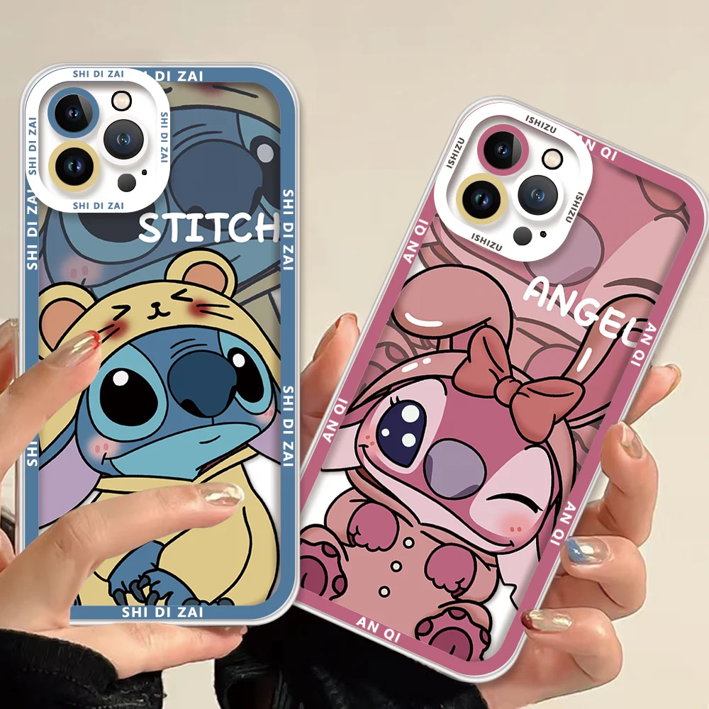 Disney Love Stitch Cute Phone Case For iPhone 15 Pro SE 13 11 Pro 12 8 Plus 7 14 Pro Max XR XS MAX 11 AntiFall Kawaii Back Cover