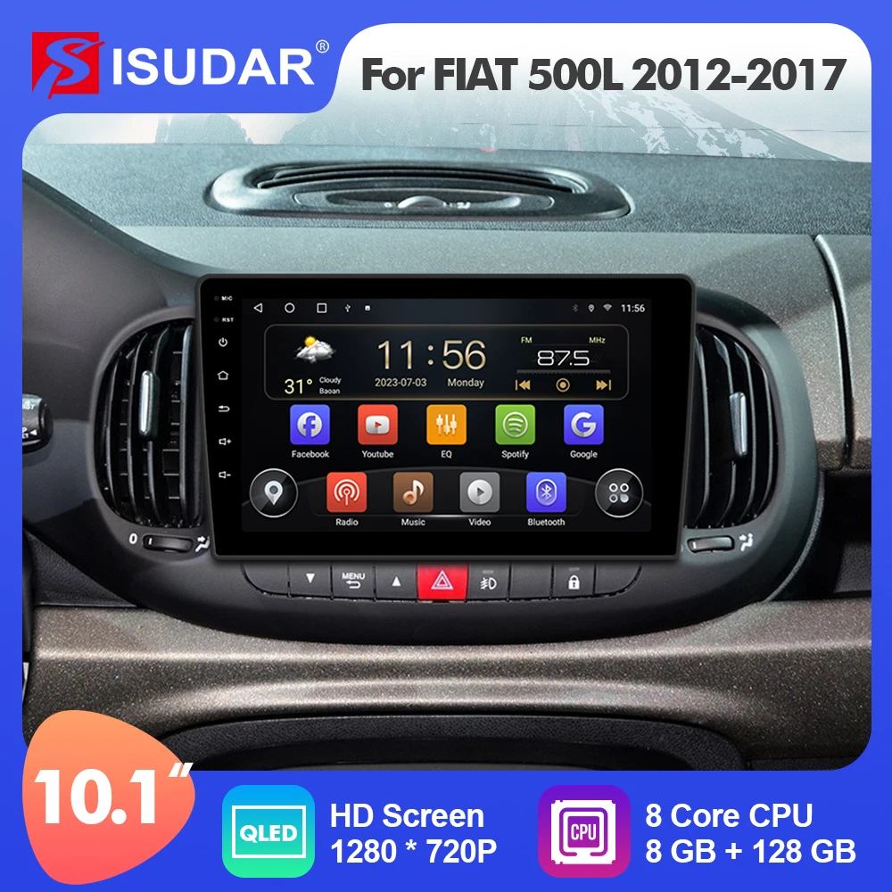 10.1 Inch Isudar Android12 Car Radio For For Fiat 500L 2012-2017 Carplay Auto Multimedia Player Stereo GPS No 2din