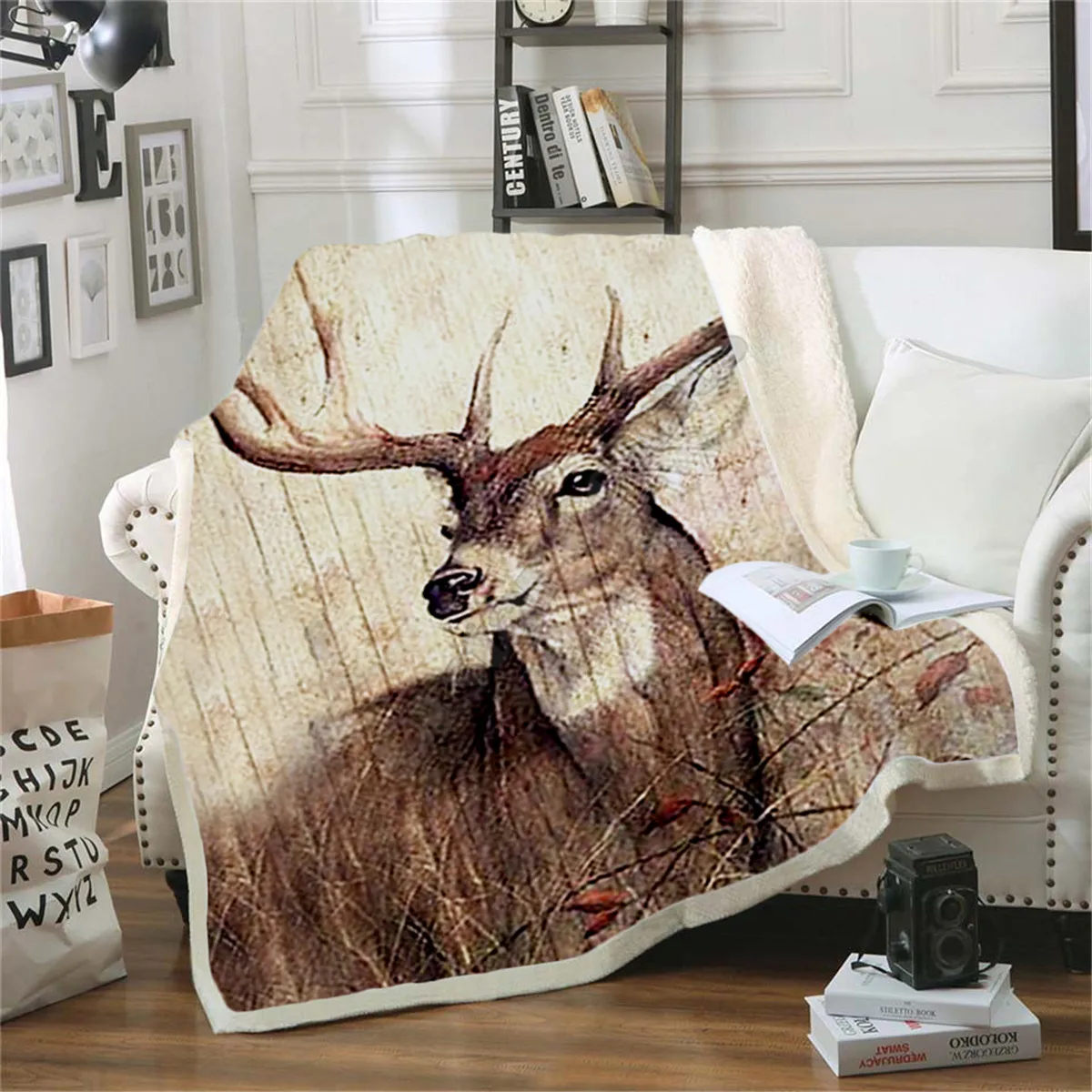 Deer Hunting Fleece Blanket 3D printed Sherpa Blanket on Bed Home Textiles Dreamlike HOME ACCESSORIES