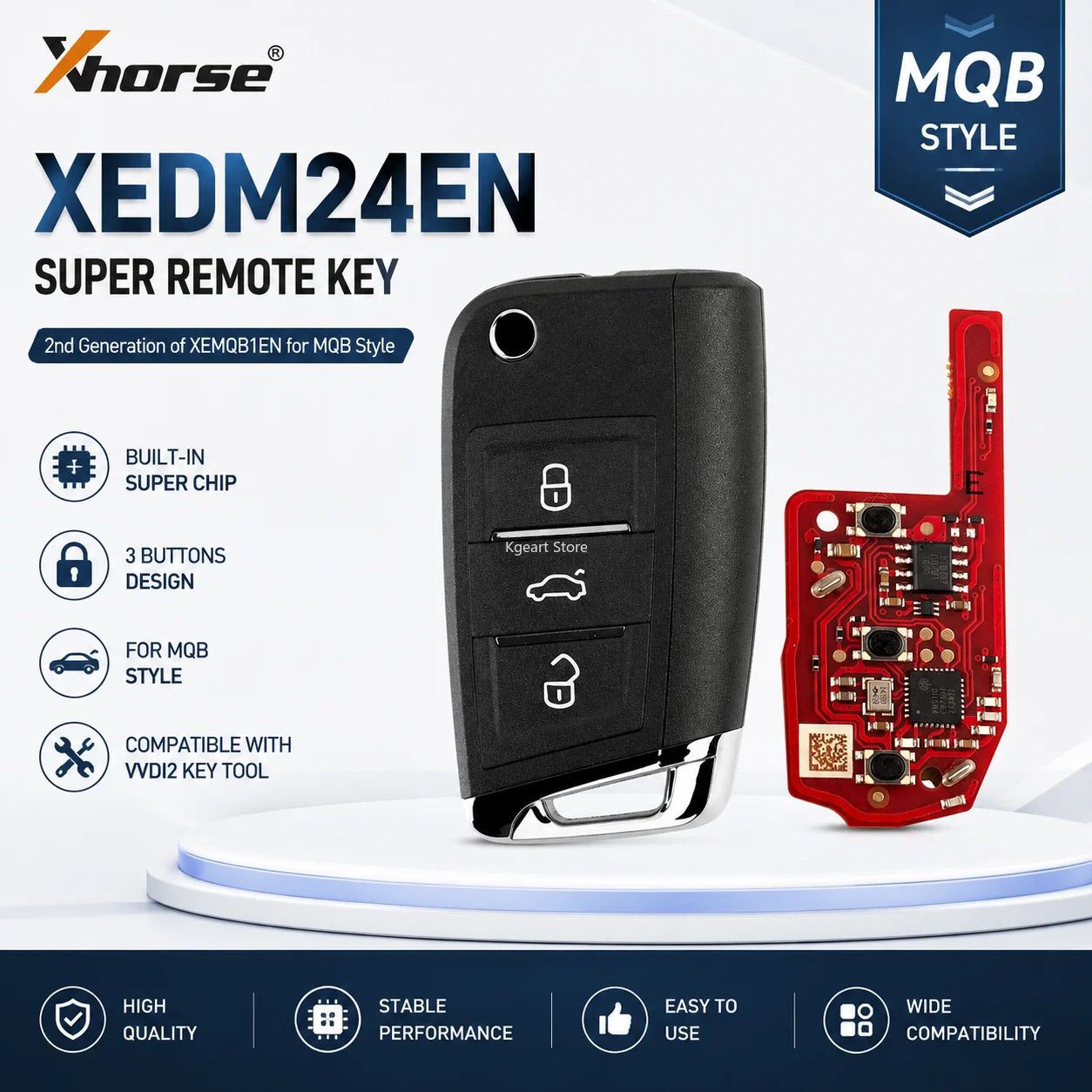Xhorse XEDM24EN Super Remote Key 2 Generation of XEMQB1EN for MQB Style 3 Buttons Built-in Super Chip Car Key for VVDI2 Key Tool