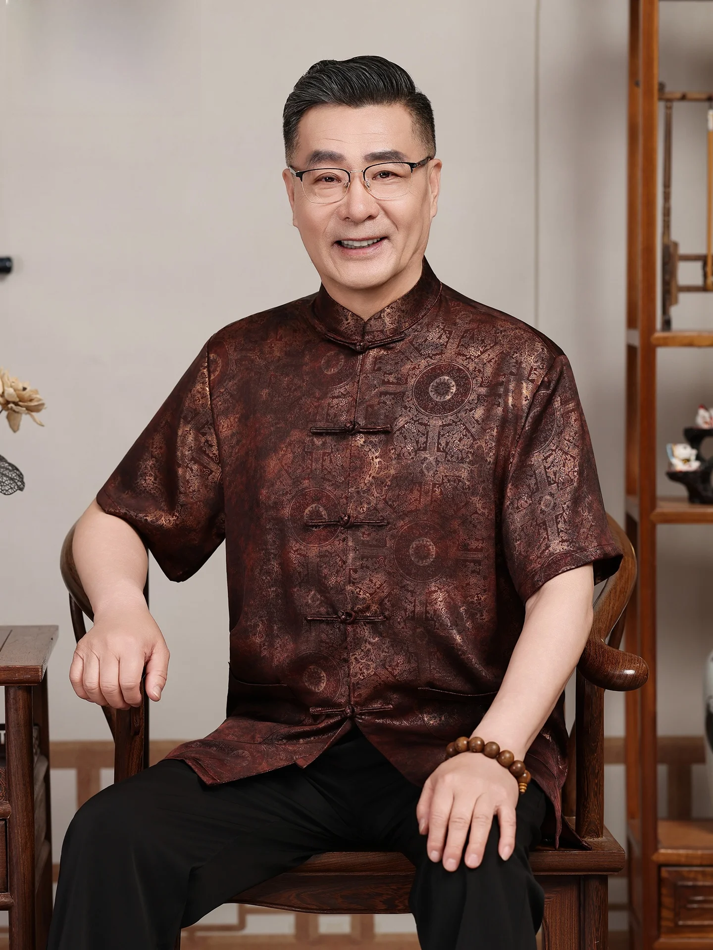 new-chinese-style-summer-short-sleeve-men's-clothing-set-for-elderly-grandpa-traditional-tang-suit-casual-wear-floral-pattern
