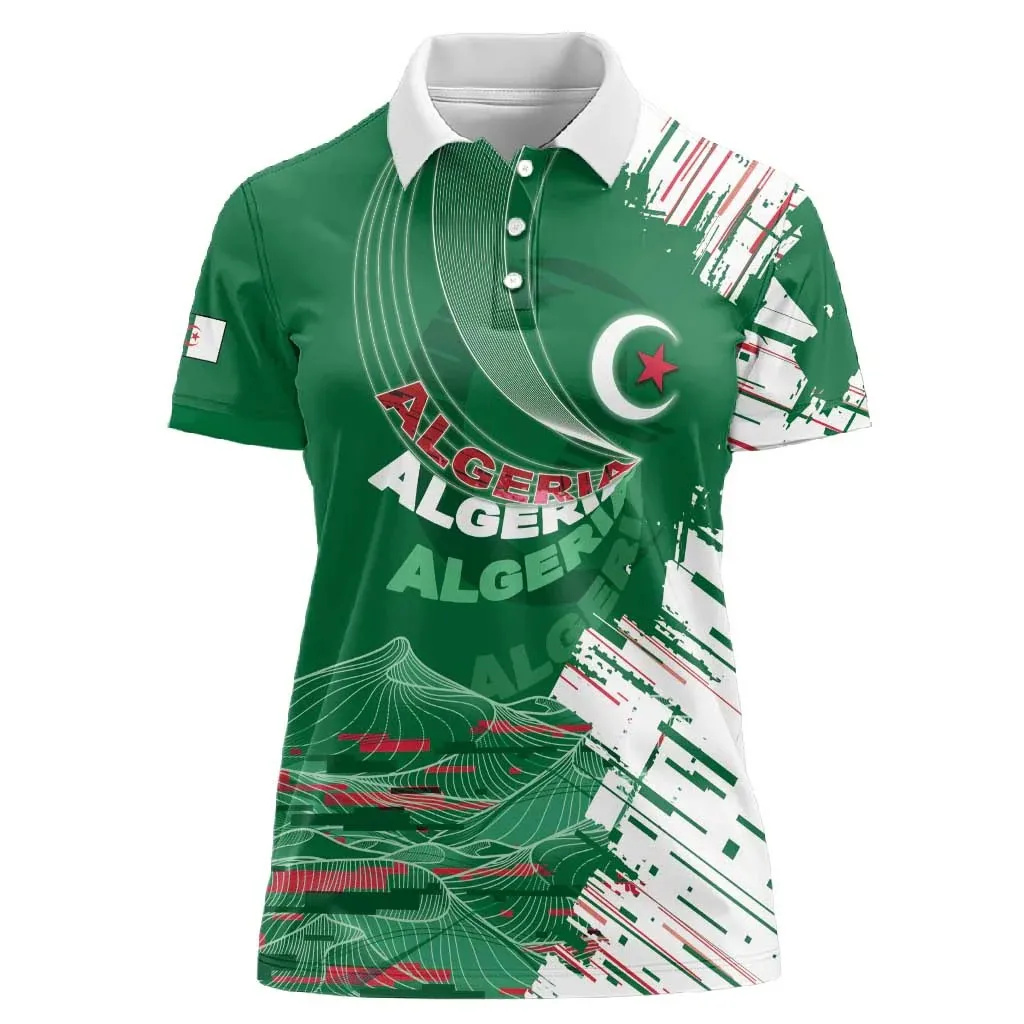 Algeria Women Polo Shirt T Shirt National Crest Graphic Short Sleeve Turn Down Collar Streetwear Top New Style New Top