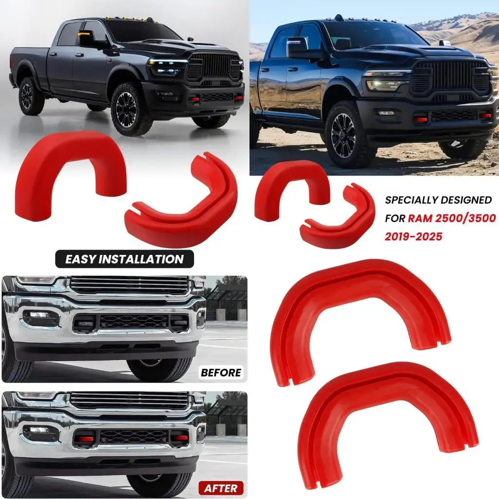 Pack of 2 Front Hitch Covers Heavy Duty Trucks Strong Nitrile Tow Hook Protectors Simple Installation for 2500/3500  