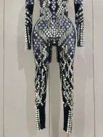 Sexy Shiny Silver Sequins Mirror Black Spandex Jumpsuit 2025 Women Prom Dancer Singer Costume Evening Birthday Show Stage Outfit - Image 6