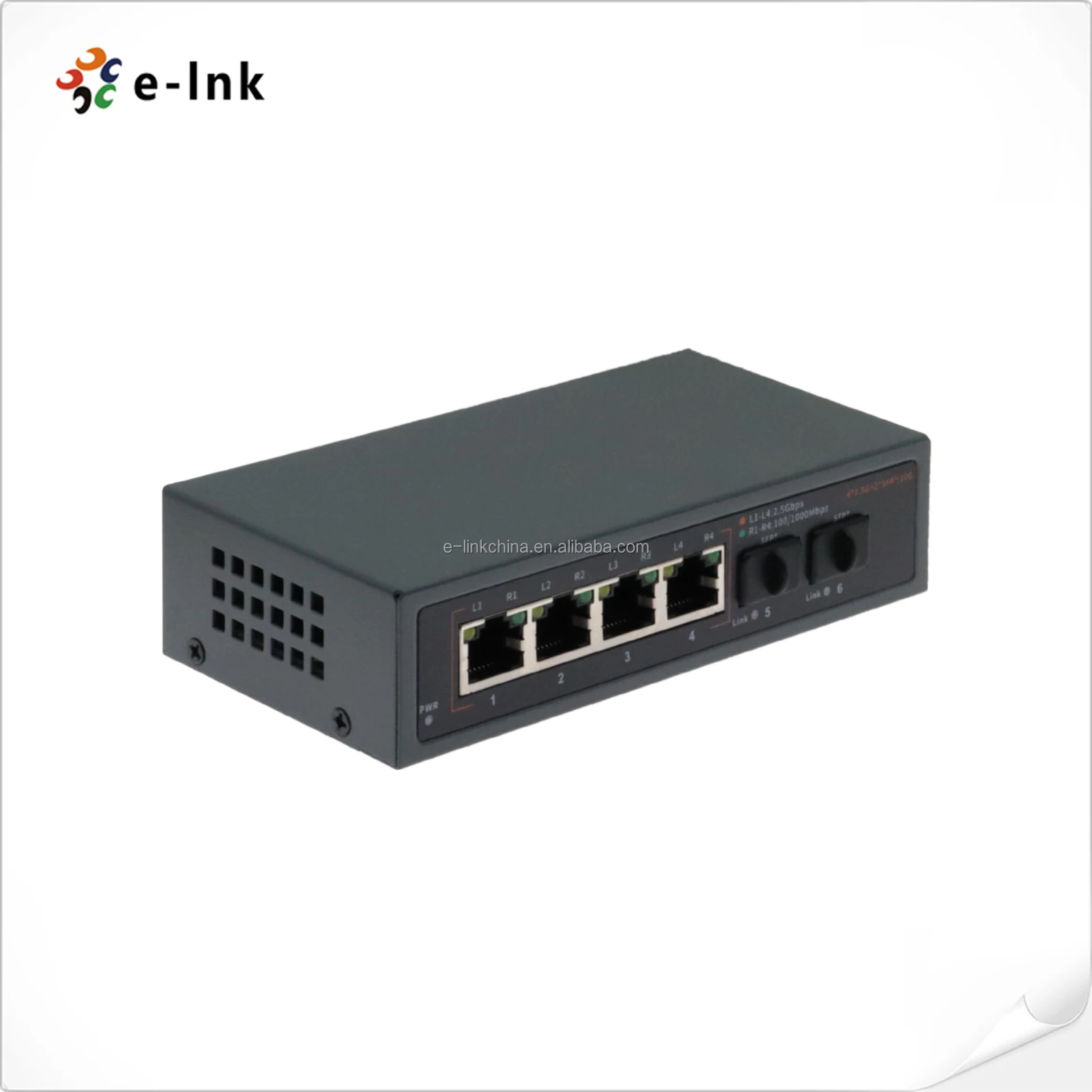 Switch Ethernet dengan 4 Port RJ45 2.5Gbps + 2 Port Fiber SFP+ 10G