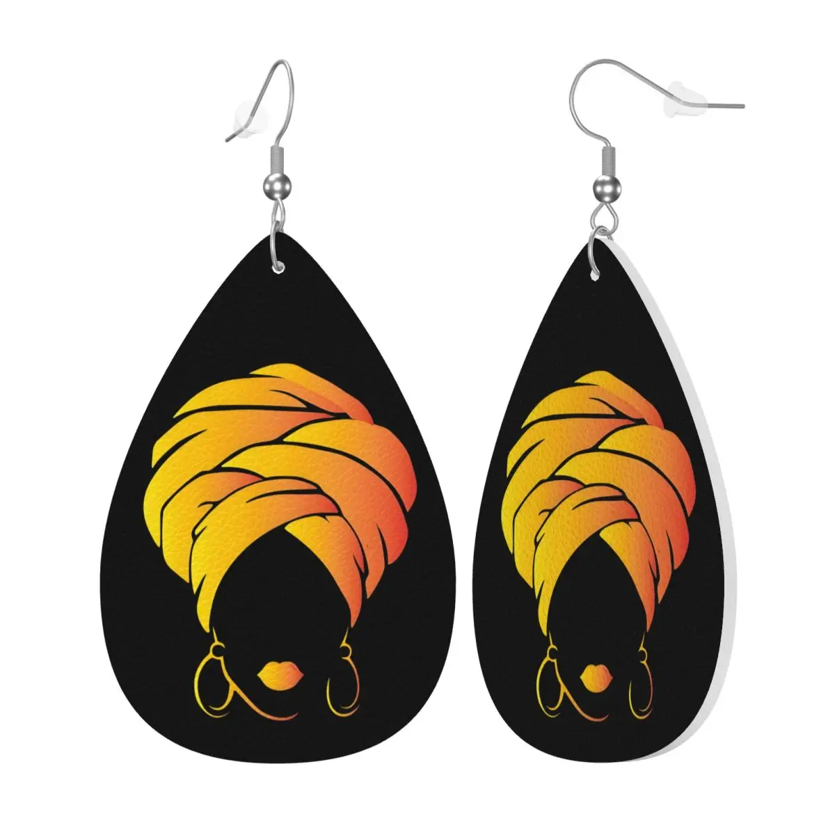 Custom Abstract African Woman Leather Earrings for Women Teardrop Dangle Earrings Jewelry Accessories