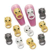 10 pcs/bag Gold and Silver Black Metal Leopard Head Nail Charm Jewelry DIY nail Art accessories Manicure parts