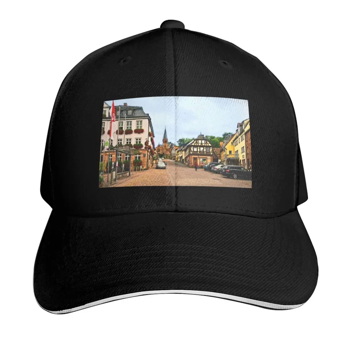 Miltenberg, Germany Street Scene Baseball Cap Contrast Two Tone Brim Snapback Flat Bill Strapback Dad Hat