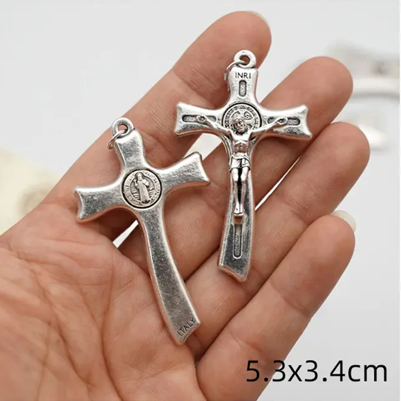 Metal Supplies for Jewelry Alloy Silver Plated Cross Necklace Pendant Women DIy Accessories Religion Charms