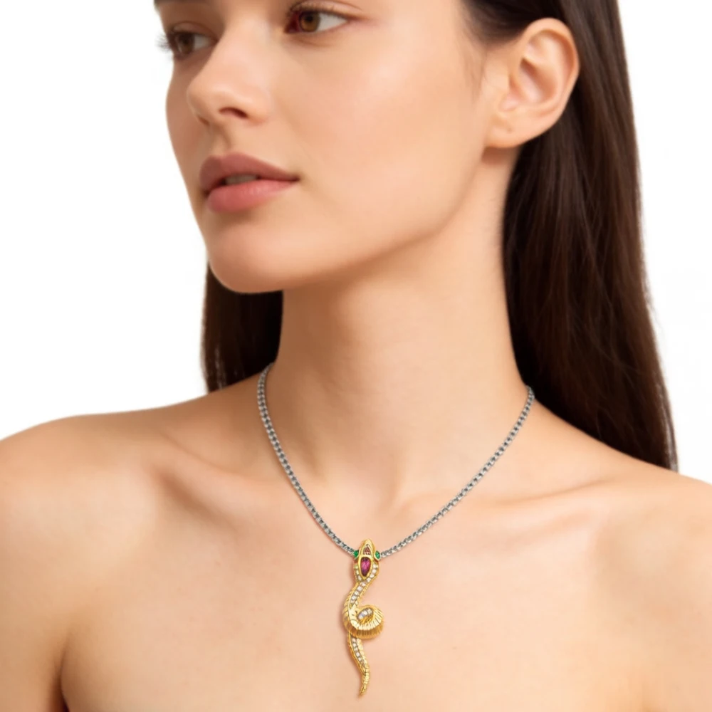 Pendant Seductive Looks Snake Summer Brand New Fine Jewelry Europe Golden S925 Sterling Silver Gift For Woman