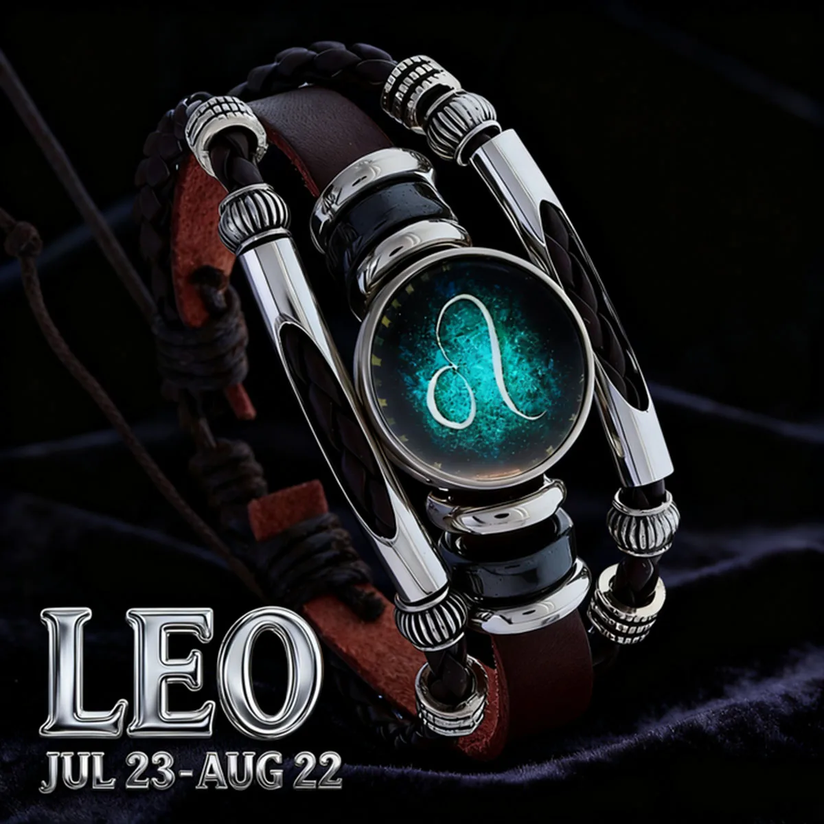 Glow in The Dark 12 Constellations Leather Rope Bracelet For Women Men Luminous Zodiac Sign Charm Bangle Punk Jewelry Gift