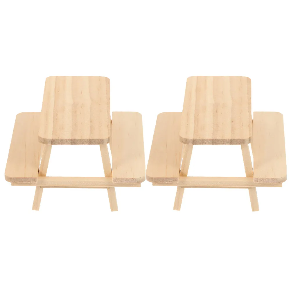 

2Pcs Exquisite Wooden Mini Dollhouse Furniture Set Table with Chairs Ideal for Miniature Photography Dollhouse Accessories