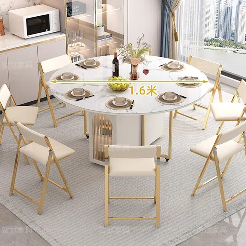 

Waterproof Metal Dining Table Modern Extendable White Camping Dining Table Folding Luxury Mesa De Comedor Home Decorative