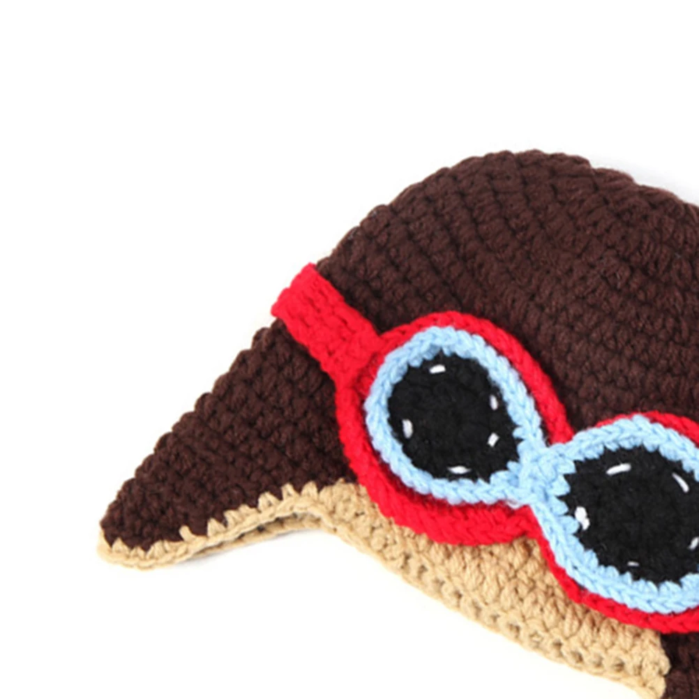 

Flight For Kids Winter Knit Cap Soft Woolen Headdress Warm Outdoor Cute Design Brown Baby Cap Winter Kids Hat Knit Baby Hat