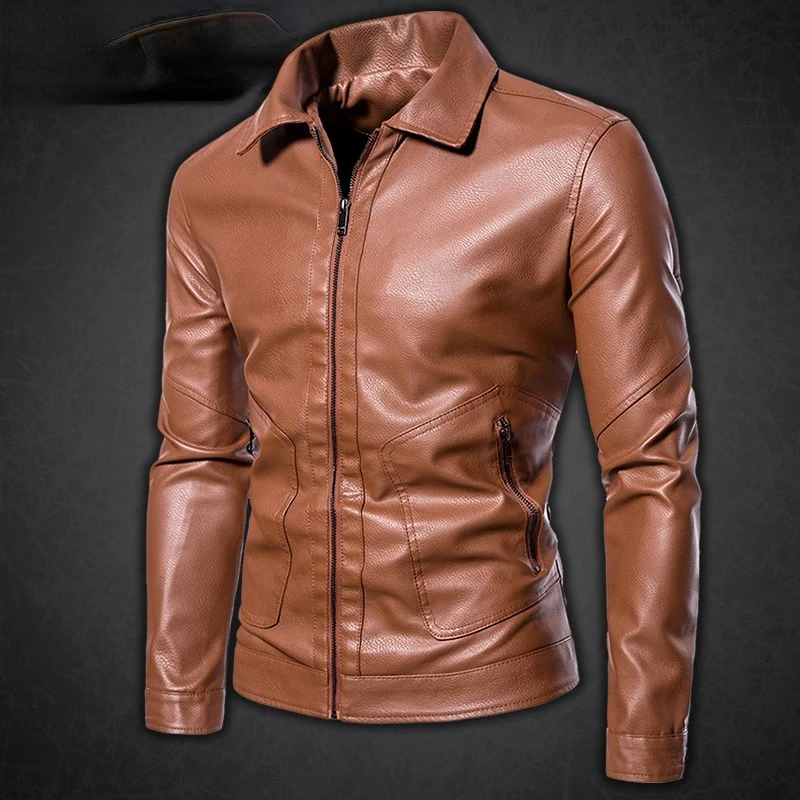 

Hooded PU Jackets Men Spring Autumn Leather Jacket Coat Male Fashion Casual Solid Color PU Leather Coats Outdoor Outerwear H56