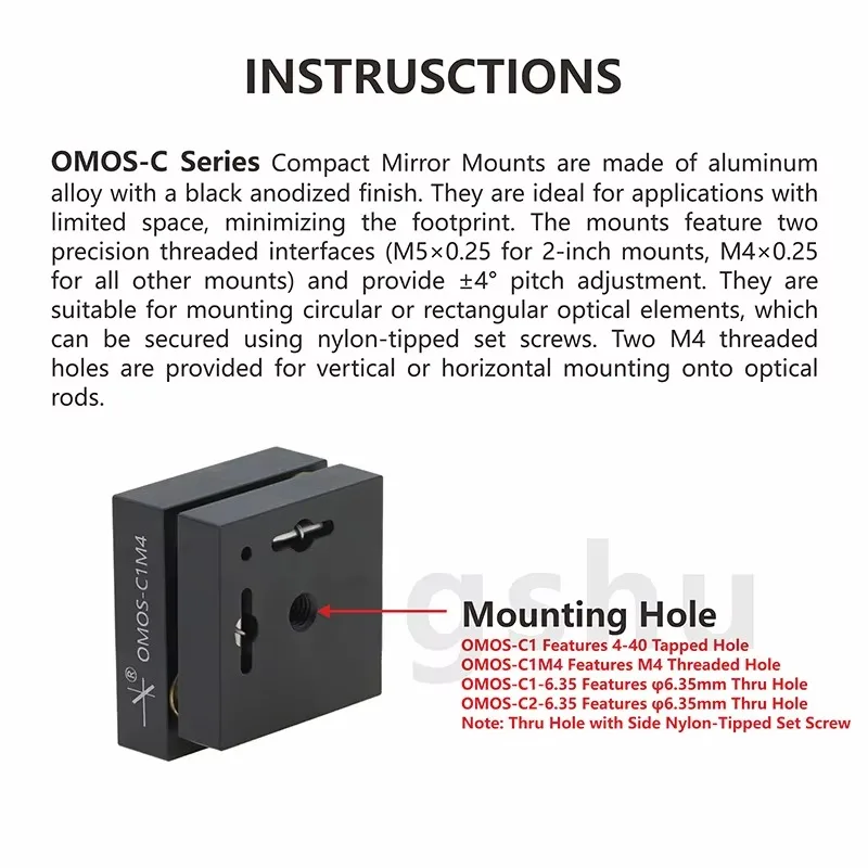 OMOS-C Series Compact Mirror Mounts Precision Optical Kinematic Mounts for Optical Systems