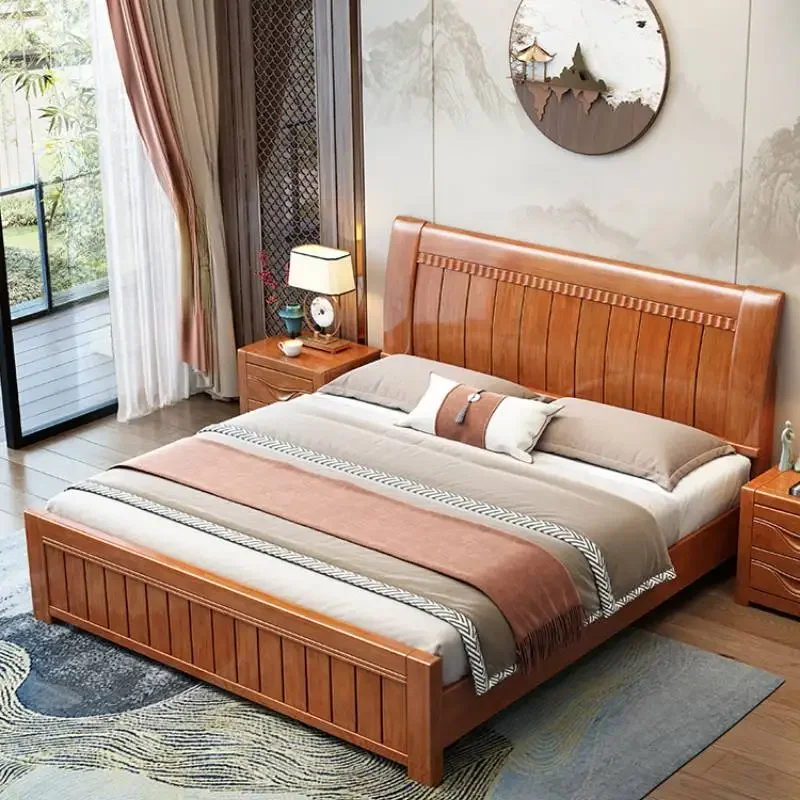 Terrace Cheap Frame Bed Double Storage Wooden Full Size Bases Frame Bed Queen House Luxury Camping Beliche Living Room Furniture