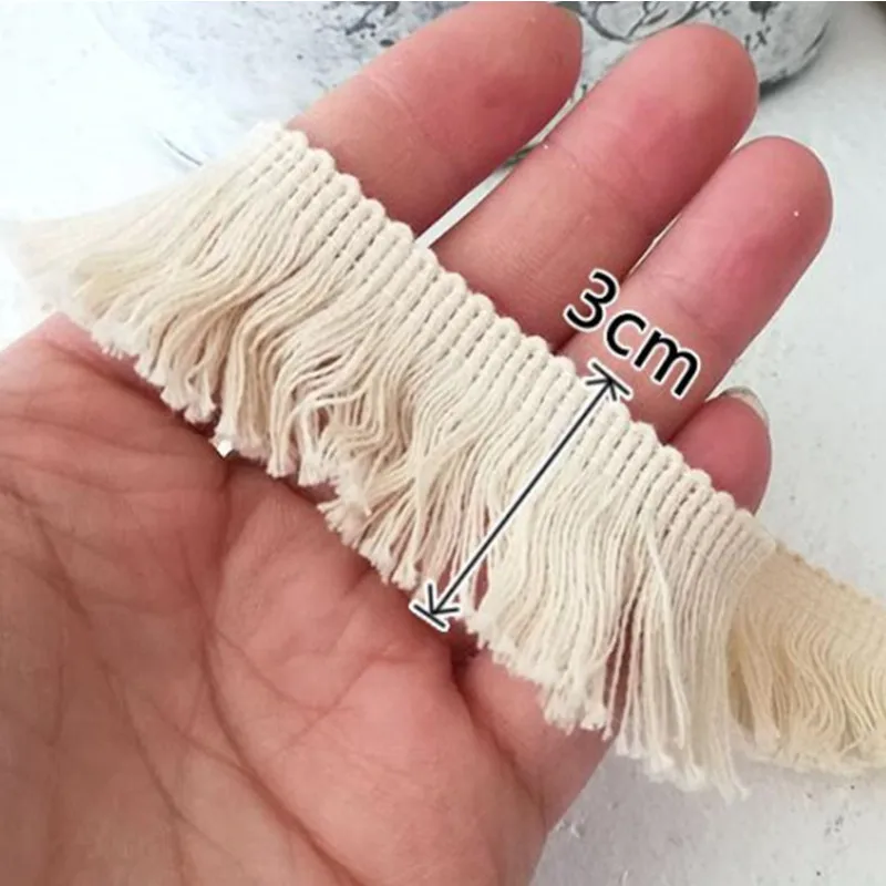 3CMWide New Fashion Beige Embroidery Flower Lace Fabric Trim Ribbon DIY Sewing Applique Collar Fringe Tassel Guipure Dress Decor