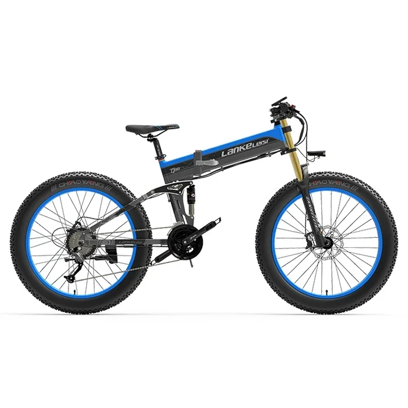 LANKELEISI Electric Bike Mountain Snow Off-Road Ebike 48V17.5AH 26 Inch Fat Tire Folding Adults Electric Bicycle XT750 PLUS