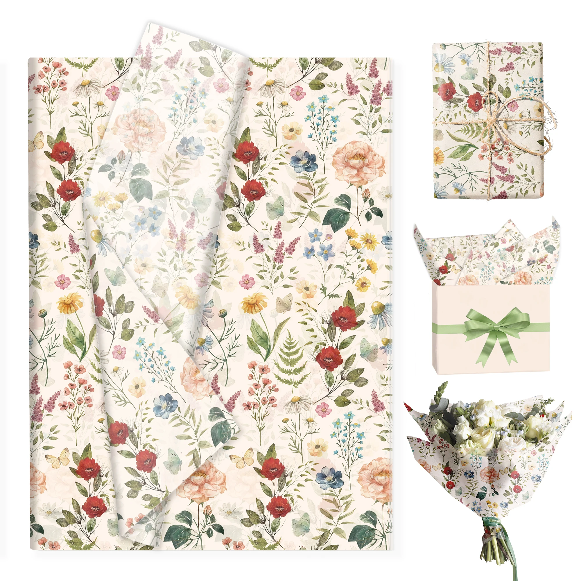 20/50 stücke Floral Wilde Blumen Seidenpapier Geschenkpapier Geburtstag Hochzeit Party Dekoration DIY Geschenk Verpackung Liefert