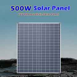 500W/1000W 12V Solar Panel Photovoltaic Power Bank Kit 100A Controller Solar Plate for Home/Camping/RV/Car Fast Battery Charger