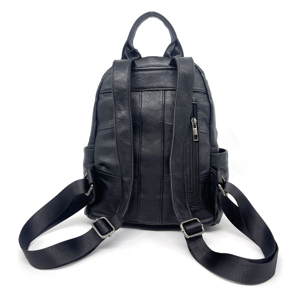 Black Women Genuine Leather Backpack Casual Daily Cow Leather Tote Bags Multi-pockets Cowhide Trvel Shoulder Bag 2026